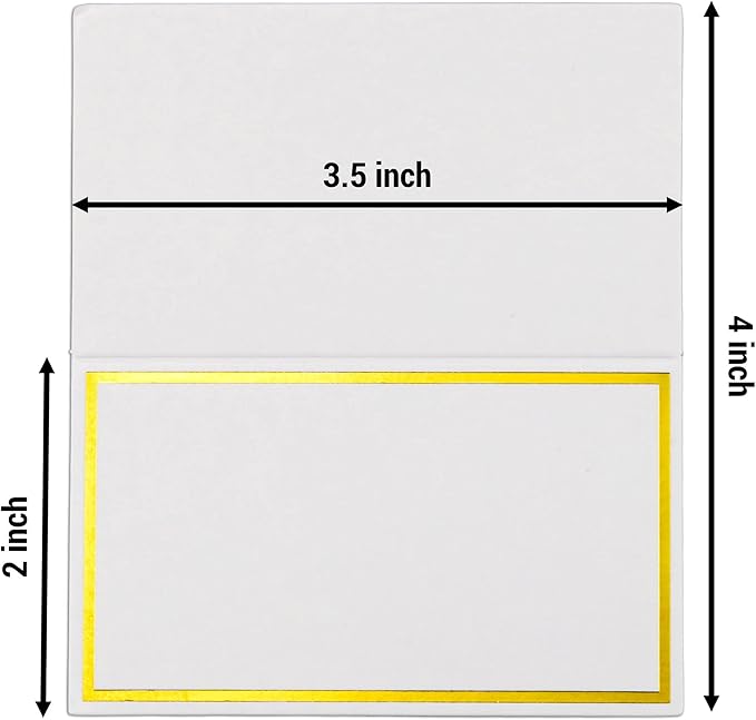 100 Pack Place Cards for Table Setting Small Paper Tent Cards with Gold Foil Border Event Table Cards for Restaurant Wedding Party Banquet Thanksgiving Birthday Celebration