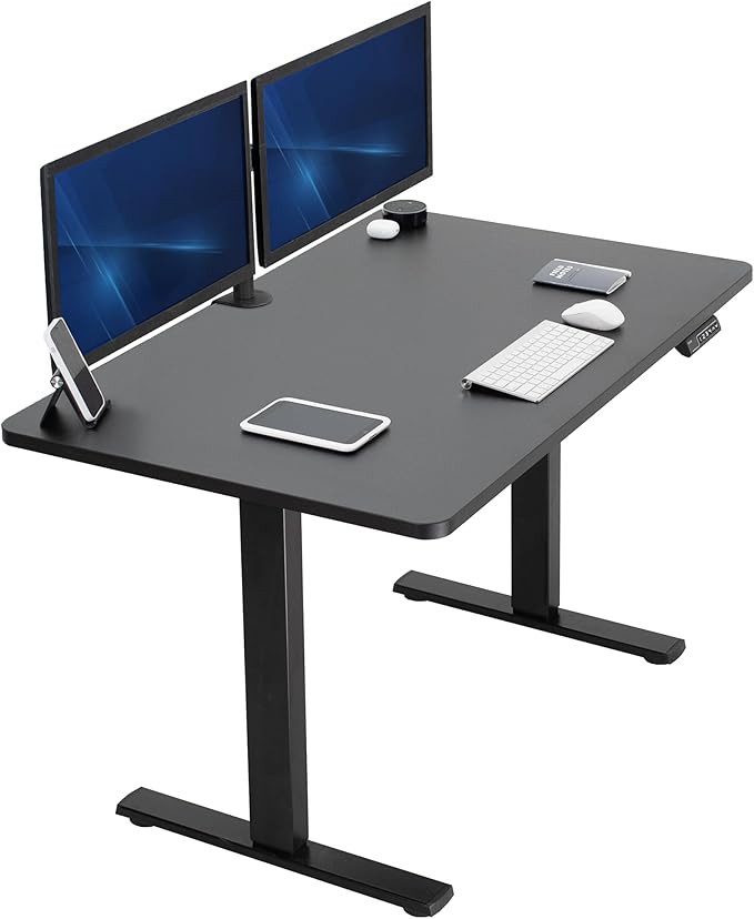 VIVO Electric 48 x 30 in Standing Desk, Memory Height Adjustment, 1B Series, Holds 220 lbs, One-Piece Black Top, Black Frame, DESK-KIT-1B5B