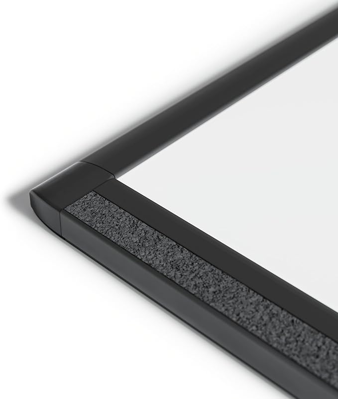 U Brands PINIT Magnetic Dry Erase White Board, Black Aluminum Frame with Pin Strips Across The Top and Bottom (36" W x 24" H)