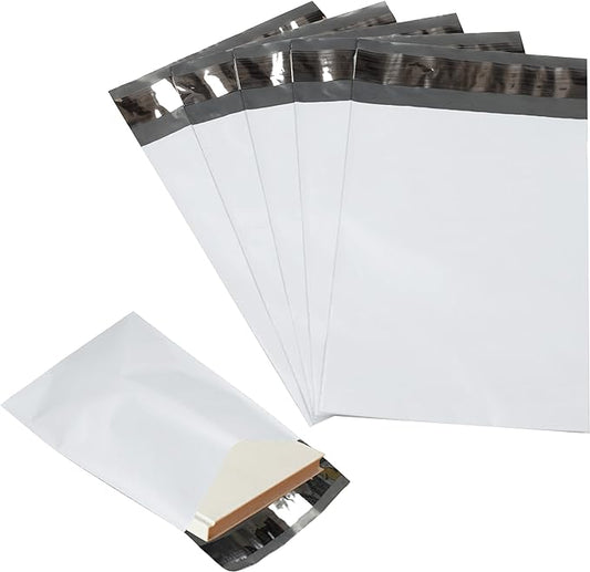 100 Pack Secure Seal White Poly Mailers - 12x15.5 Safe Shipping Bags - E-Commerce Self Sealing 2 Mil Poly Envelopes