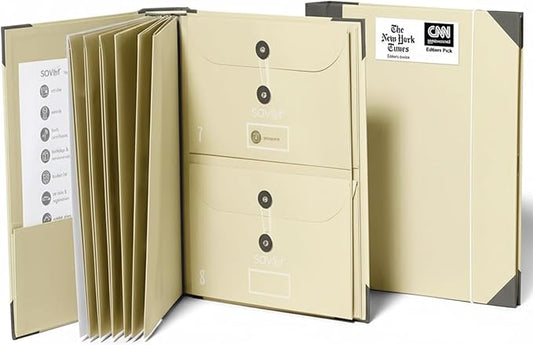 Savor | The Folio™ Document Organizer 2025 Edition | Premium Life Binder Acid-Free Custom Dyed Cloth-Bound Accordion Organizer w/ 10 Expandable Pockets | File Folders for Home Organization (Slate)
