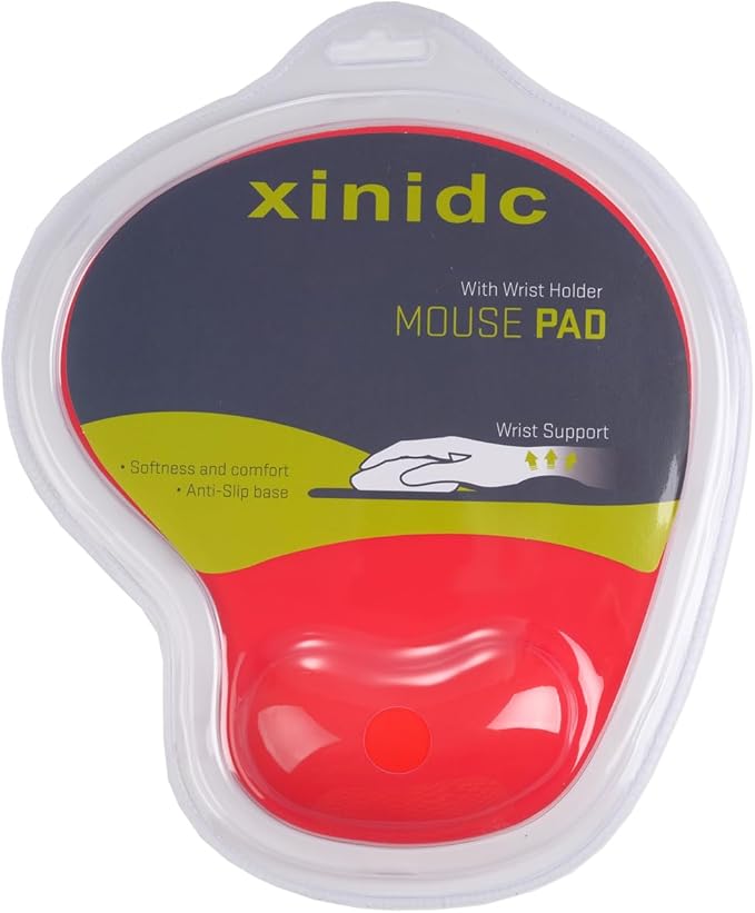 xinidc Ergonomic Computer Mouse Pad with Wrist Rest Support, Pain Relief Mouse Pad with Non-Slip PU Base for Home Office Working Studying (Red)