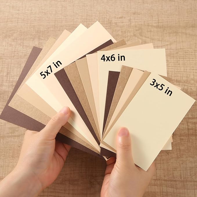 50 Sheets 4x6 Colored Cardstock Paper 5 Colors Blank Flash Cards, 250 GSM Heavy Card Stock for DIY Art Projects, Cards (Brown)
