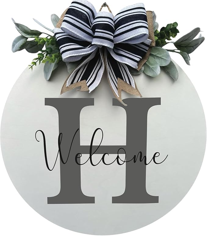Wood front door sign Wood sign Home decor Welcome sign Sign for front door House warming gift Wedding gift (Personalized Welcome, 22" Width)