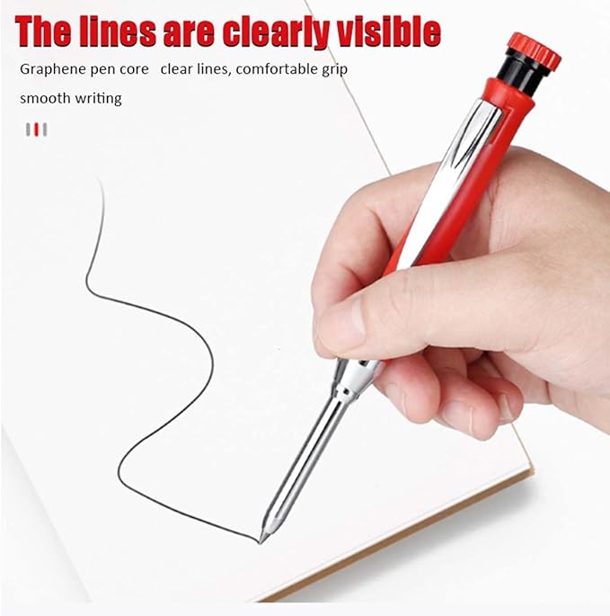 MROOFUL 200 PCS Of Blue, Red, Green, Yellow, Black Woodworking Lead, Carpenter Pencil Replacement Core, Large Capacity 2.8mm, Long Nose Deep Hole Mechanical Pencil Marker Replacement Lead