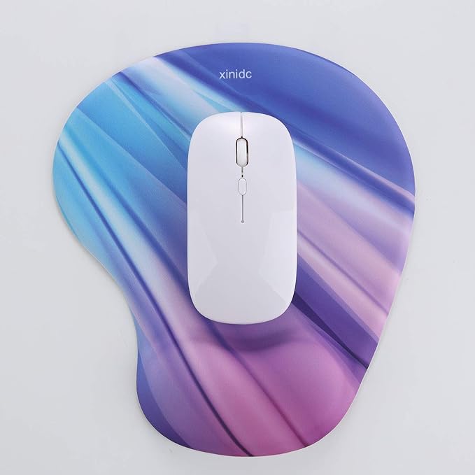 xinidc Ergonomic Computer Mouse Pad with Wrist Rest Support, Pain Relief Mouse Pad with Non-Slip PU Base for Home Office Working Studying (Color Strip)
