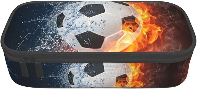 HKHEHOP Soccer Ball Cool Sport Pencil Case Big Capacity Storage Pencil Pouch Stationery Bags With Zipper Portable Pen Holder Box Organizer For Boys Girls Teens Student College School Office Supplies