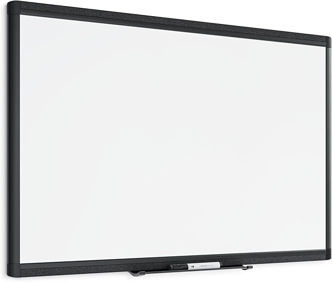 U Brands PINIT Magnetic Dry Erase White Board, Black Aluminum Frame with Pin Strips Across The Top and Bottom (36" W x 24" H)