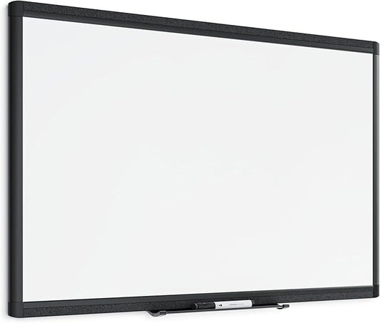 U Brands PINIT Magnetic Dry Erase White Board, Black Aluminum Frame with Pin Strips Across The Top and Bottom (36" W x 24" H)