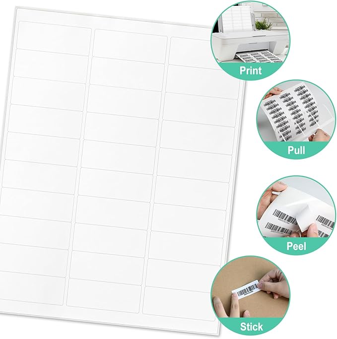 L LIKED Printable Address Labels, 1" x 2-5/8", 900 Labels, 30 per Sheet, Mailing Labels for Envelopes (30 Sheets)