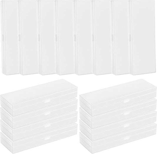 Fainne 24 Pcs Plastic Pencil Case Bulk Pencil Boxes Plastic Stationery Case Frosted Pen Box Pen Holder with Hinged Lid Snap Closure for Office(Single Layer,White,7.68 x 2.6 x 1.18 Inch)