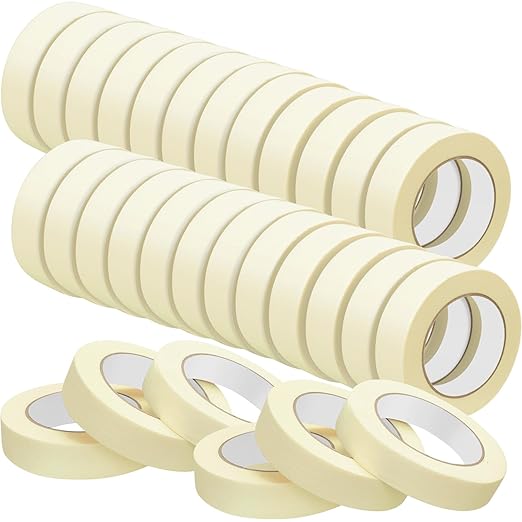 Fainne Masking Tape Bulk General Purpose Masking Painting Tape 55 Yards for Painting Home Office School Stationery Arts Crafts Basic Use, Easy Removal(30 Rolls,0.8 Inch)