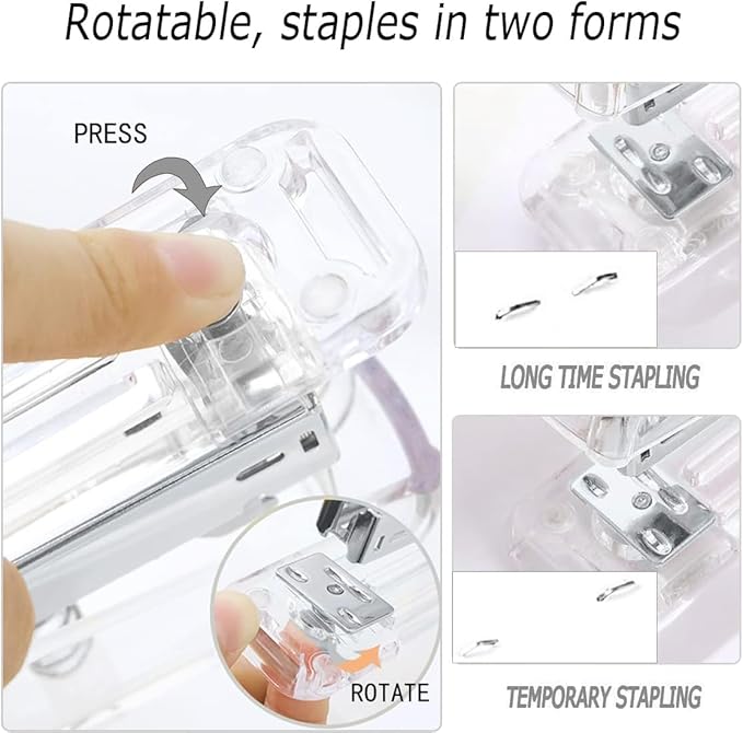 Gawsey Desk Organizers and Accessories Set with 360-Degree Rotating Pen Holder, Acrylic Stapler, Tape Holder, Staple Remover, Binder/Paper Clips Kit, Scissor and 1 Box of Staples