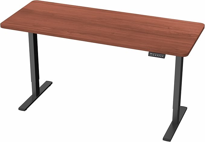 VIVO Electric 60 x 24 in Standing Desk, Memory Height Adjustment, 1B Series, Holds 220 lbs, One-Piece Dark Walnut Top, Black Frame, DESK-KIT-1B6D