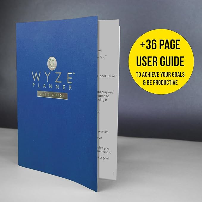 Wyze Planner Undated Daily Planner – 1-Year B5 Productivity Organizer with Two-Page Weekly Spread, Goal Setting, Habit Tracker, Weekly & Monthly Pages – Hardcover Time Management Notebook (Blue)