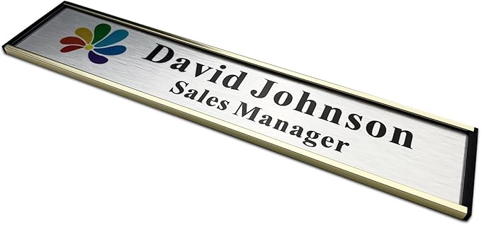 SINKAA Personalized Name Plate for Door or Wall, 2 * 10 inch Custom Office Aluminum Door or Wall Name Plates with Logo Image or Texts, Office Appreciation Gifts for Coworkers Boss Teacher, Employee