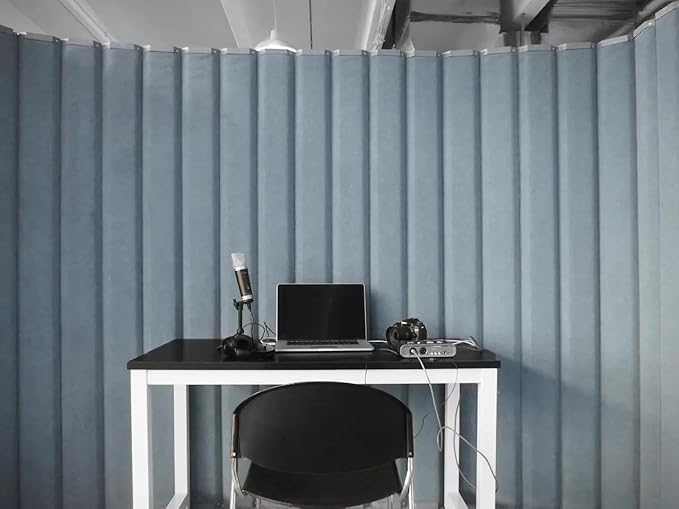 Versare VersiPanel Acoustical Partition Wall - Sound Panel Classroom Office Room Divider, Flexible Arrangement, Easy Roll-up Storage (Black, 8' Wide x 6'6" Tall)