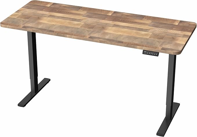 VIVO Electric 60 x 24 in Standing Desk, Memory Height Adjustment, 1B Series, Holds 220 lbs, One-Piece Reclaimed Wood Top, Black Frame, DESK-KIT-1B6P