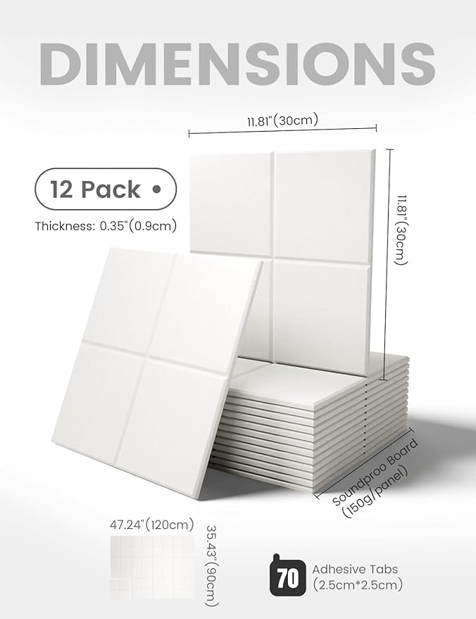 Fluxynara Large Felt Bulletin Board 48" x 36" Cork Board Alternative-12 Pack with 70 Safe Removable Adhesive Tabs, Cork Boards for Walls Cork Board for Home Office Classroom Pin Board-Milky White