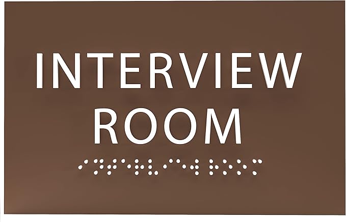 ADA CENTRAL SIGNS - 6" X4" Interview Room Sign - ADA Compliant Tactile Graphics Grade 2 Braille Text Acrylic Wall Sign | Privacy, Meeting, Room Name Sign for Schools, Hospitals, Offices, & Apartments