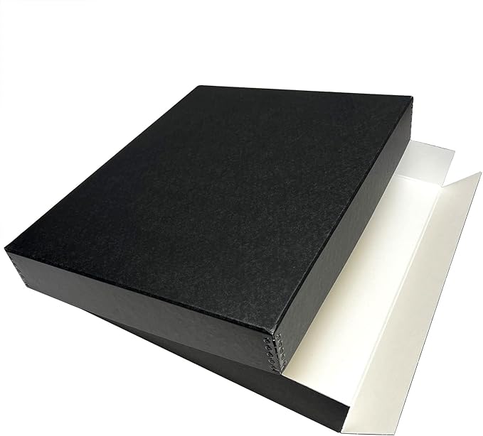 Lineco Museum Archival Storage Box, 16.75x20.75x3 in. Drop Front Design. Acid-Free with Metal Edge. Organize Photos, Pictures, Prints, Documents, Crafts, DIY. Black, 1 Pack