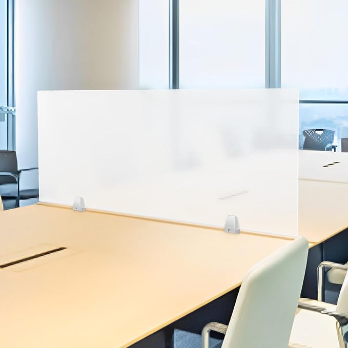 Desk Divider for Students and Desk Privacy Panel, Frosted Acrylic Plexiglass Shield with Clamps for Offices Schools Call Centers, Ideal Cubicle Light Shield - 47”L X18”W