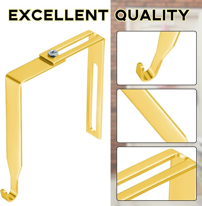 Amylove 4 Pcs Adjustable Cubicle Hanger Universal Partition Metal Cubicle Hooks Door Hanger, Adjusted to Fit Panels with 1 3/8 Inch to 3 1/2 Inch Thickness for Office Whiteboard (Gold)