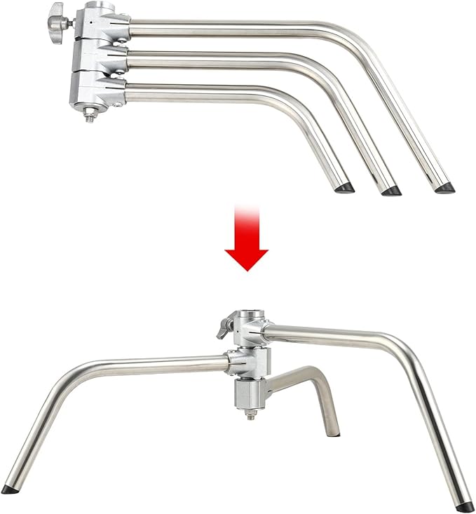 Soonpho 2 Packs Heavy Duty C-Stand Kit,Stainless Steel Photography Light Stand Base,Adjustable 5-10.8 feet Sturdy Tripod for Studio Softbox, Monolights, Reflector, Umbrella