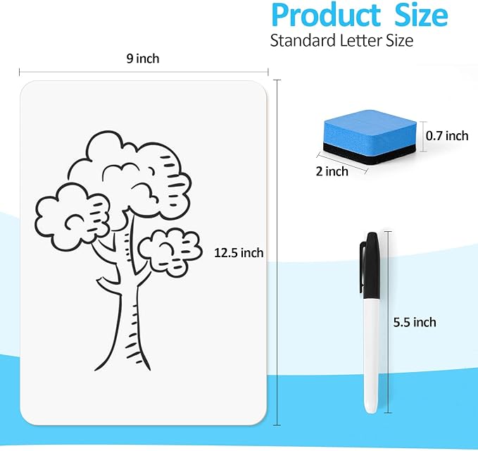 Dry Erase LapBoards, PANDRI 26 Pack Double Sided 12.5 x 9 Inch Whiteboards with 26 Erasers and 26 Markers, Dry Erase Boards for Students Classroom Teacher Supplies