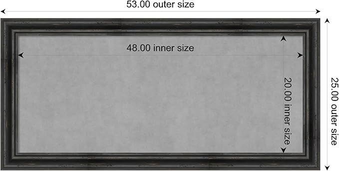 Amanti Art Black Framed Magnetic Board 25x53 Oversize Vision Board for use with Magnets, 100% Metal Sheet to Display Items as Office Decor or for Home Organization in mudroom, Kitchen or Kids Room