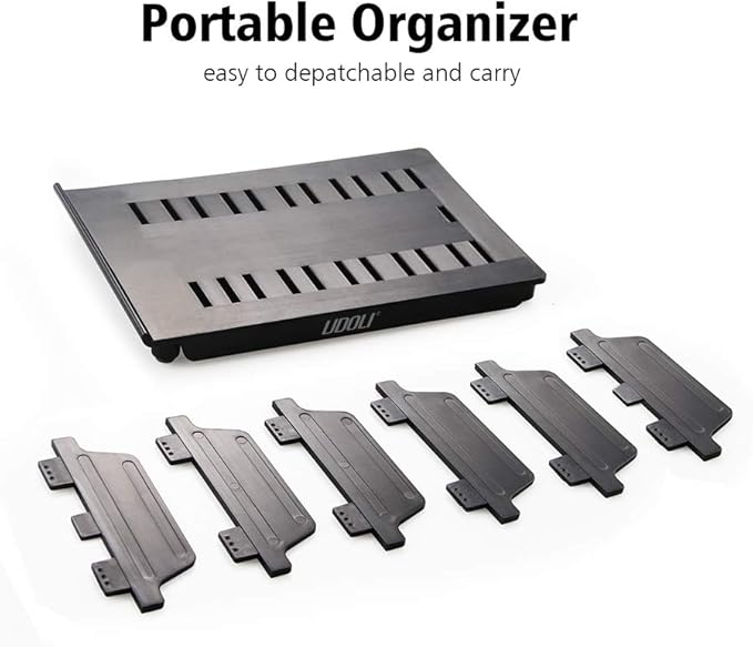 UDOLI Adjustable Universal Multi Device Organizer Dock Stand Holder, Tablet Cell Phone Desktop Stand for iPhone Samsung Galaxy Google Nexus Kindle (Black)- No Charging Port