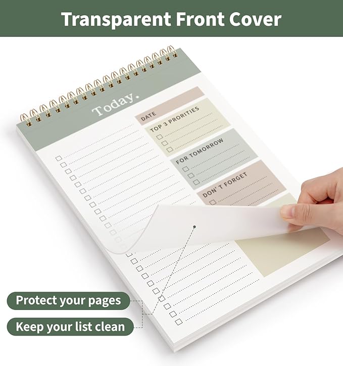 104 Pgs To Do List Notepad, 52 Undated Sheets Duplex-printed Daily Planner For Work Home School Office Desk Accessories Supplies & Goal Setting Tasks -Green