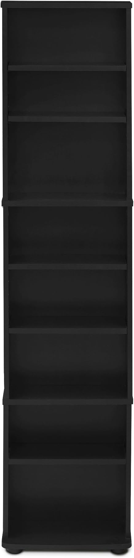 Furinno JAYA DVD Shelf, 8-Tier Tall Narrow CD Rack, Media Shelf with Adjustable Shelves, DVD Storage Cabinets for CD Blueray Game Disc, Easy Assembly, for Living Room, Home Office, Espresso
