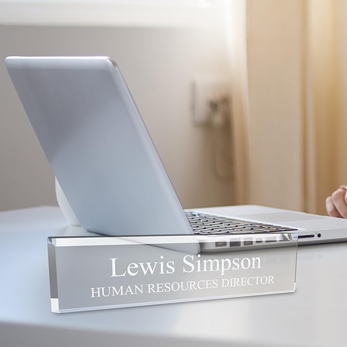 SignsByLITA Personalized Acrylic Desk Name Plate 2" x 8" - Office Desk Accessories Décor