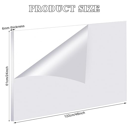 Roowest 3 Pcs 24 x 28 Inch, 1/4 Inch Thick Clear Acrylic Sheets Plastic Panels Sheets Cut to Size Cast Acrylic Board Panel with Protective Film for Craft DIY Projects Sign Frame