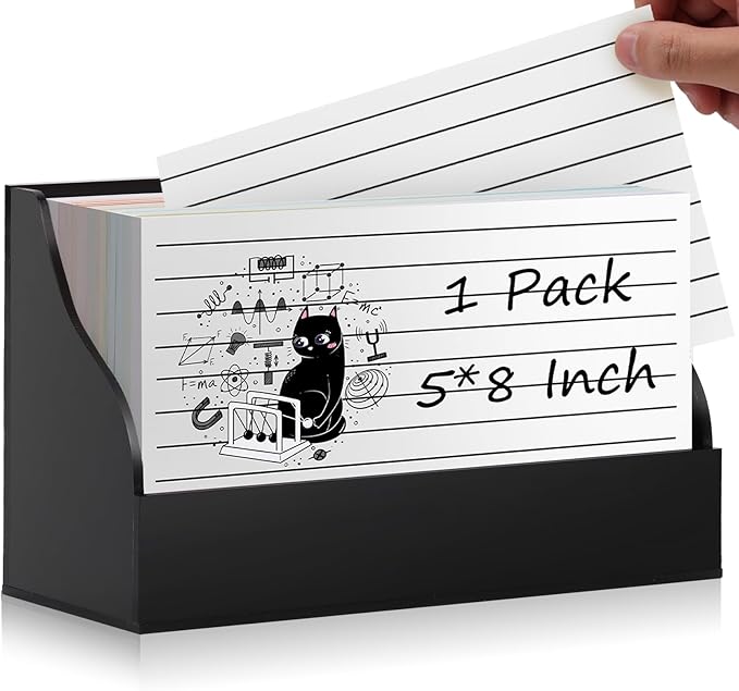 SHIQIKEJIPTY 5X8 Index Card Holder Acrylic Black Note Card Holder Index Card Stand Note Card Organizer Box Flash Card Organizer Postcard Display Rack Business Card Storage For School Library(No Card)