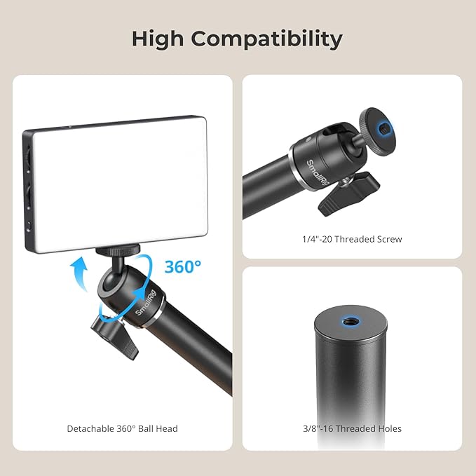 SMALLRIG Camera Desk Mount, Overhead Camera Arm Stand for Desk with 360° Ball Head,for DSLR Cameras, Cell Phones, Lights, Microphones