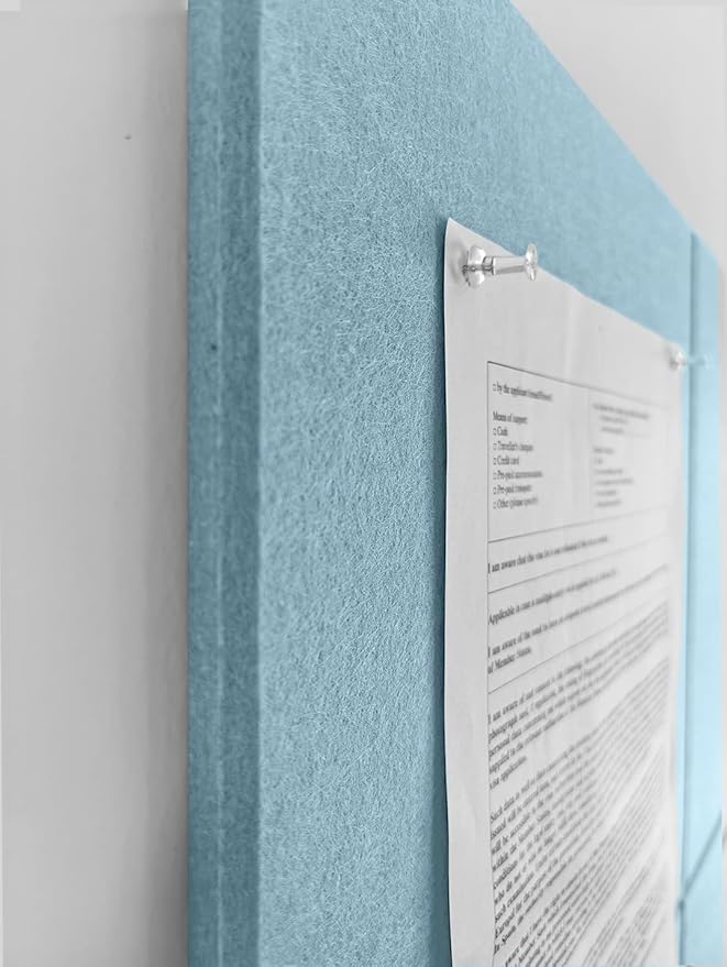DECORITA Felt Wall Tiles | Large Cork Board Alternative | Aesthetic Felt Bulletin Board for Office, Home & Classroom | Large Cork Boards for Walls Pinboard (12-Pack) | Baby Blue