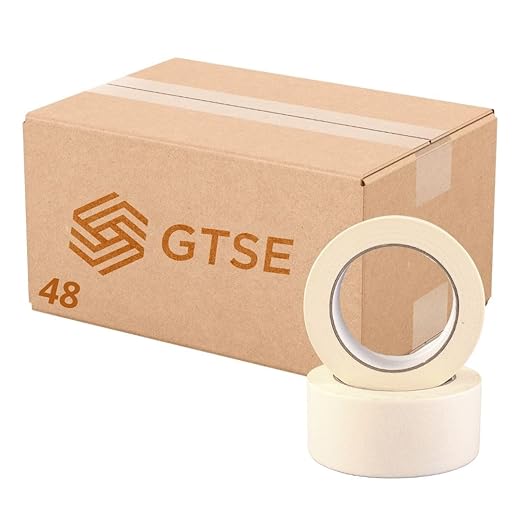 GTSE Masking Tape, Bulk Contractors Pack, 2 inches x 55 Yards (164 ft), Multi-Surface Adhesive Painting Tape, 48 Rolls, Full Carton