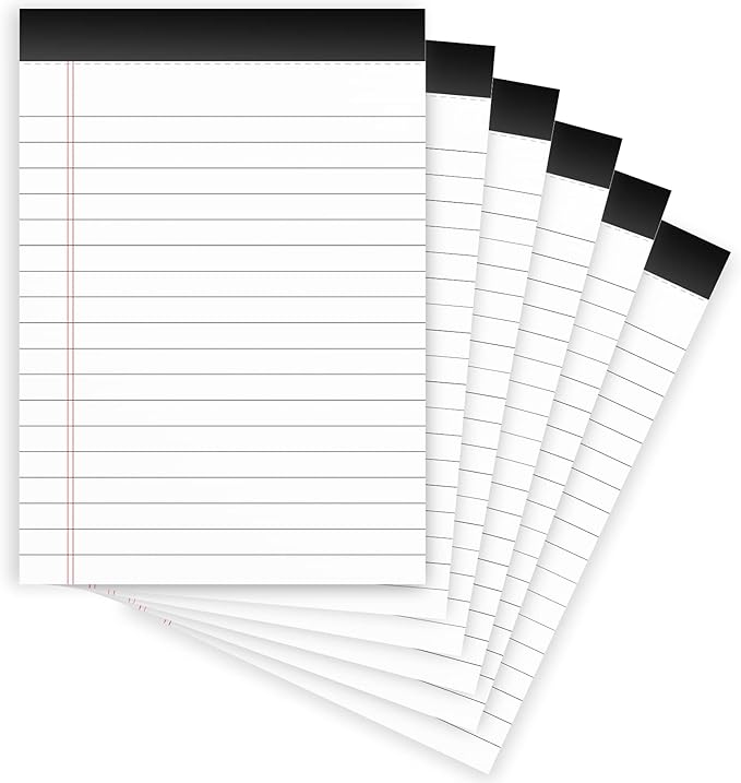 Nichela Legal Pads 4x6 with 18-Line College Ruled Small Legal Pads 6 Packs of Mini Legal Note Pads Non-Penetrating Paper, Perforated Writing Pad for School, Office, Business