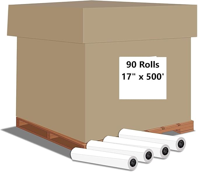 Alliance Wide Format Paper Rolls, 20lb with 3" Core (17 In x 500 Ft | 3" Core, 20lb | 90 Rolls)