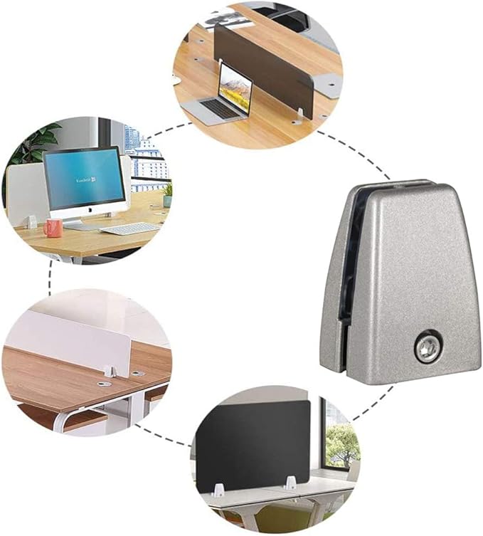 KSWLOR 20 PCS Office Desk Partition Support Bracket,Desk Divider Clamp Brackets Shelf Clip Clamp Holder Screen Clip Holders,Desk Privacy Screen Clips Clamps Sneeze Guard Bracket Support 0-1/2" Panel