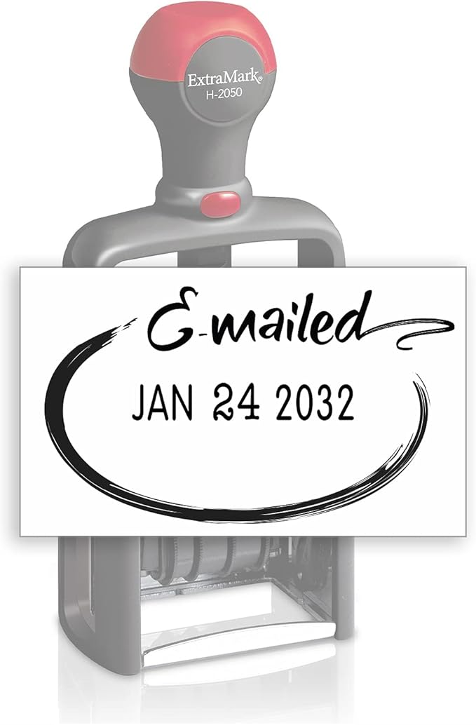 Heavy Duty Style Office Date Stamp with E-MAILED - Self Inking Dater - Style C - Black Ink Color