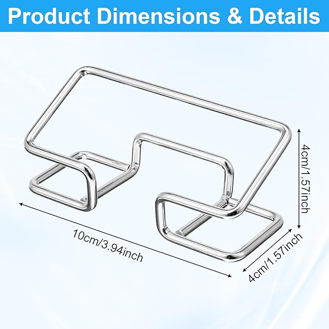 Grevosea 2 Pack Business Card Holder Desk Business Card Organizer Metal Desktop Cards Display Stand for Office Reception Event Conference Room Decor Desk Accessories (Silver)