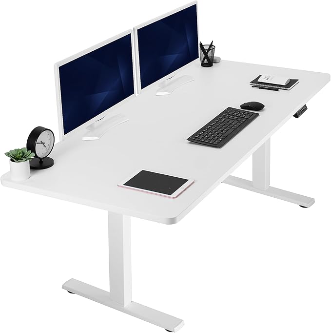 VIVO Electric 71 x 30 in Standing Desk, Memory Height Adjustment, 1B Series, Holds 220 lbs, White Top White Frame, DESK-KIT-1W7W