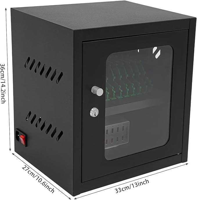 QUEWATSA Cell Phone Charging Station, 12-Device Rechargeable Mobile Phones Charging Cabinet, Locking and Charging Phone Storage Box, Mobile Charging Cart, Lockable Device Charging Locker