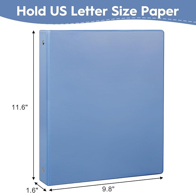 CIXILDTS 6-Pack 1-Inch Binder, Standard 3 Ring Binder Fit US Letter Size Paper, Presentation Round Ring Binders,Blue