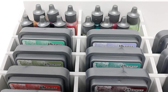 Pixiss Ink Pad Storage Holder and Stamp Pad Storage for Distress Oxide Ink and Others Sits Horizontal or Vertical - Stores 24 Ink Pads Craft Storage Organizer