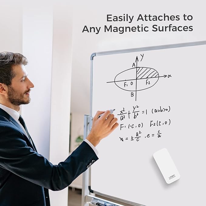 loukin 4 Pack Magnetic Dry Erase Eraser, Whiteboard Eraser, Glass Board Remover, 3.4 fl oz Whiteboard Cleaner * 2 Included, for Classroom, Home and Office Use (White)
