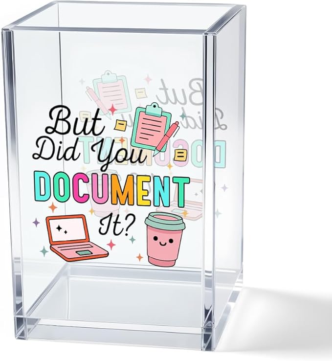 Vgrti But Did You Document It Acrylic Cosmetic Pencil Pen Holder Cup, Funny Office Decor Office Desk Organizer Accessories, Funny Sarcastic Work Gifts for Women Girl Boss Coworker Sister HR Students